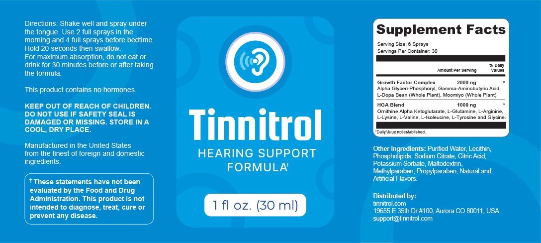 Tinnitrol label with ingredients